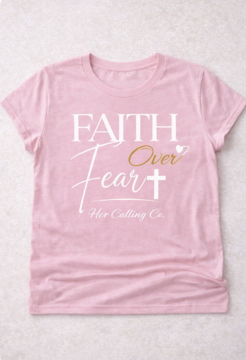 Pink Faith Over Fear (White)